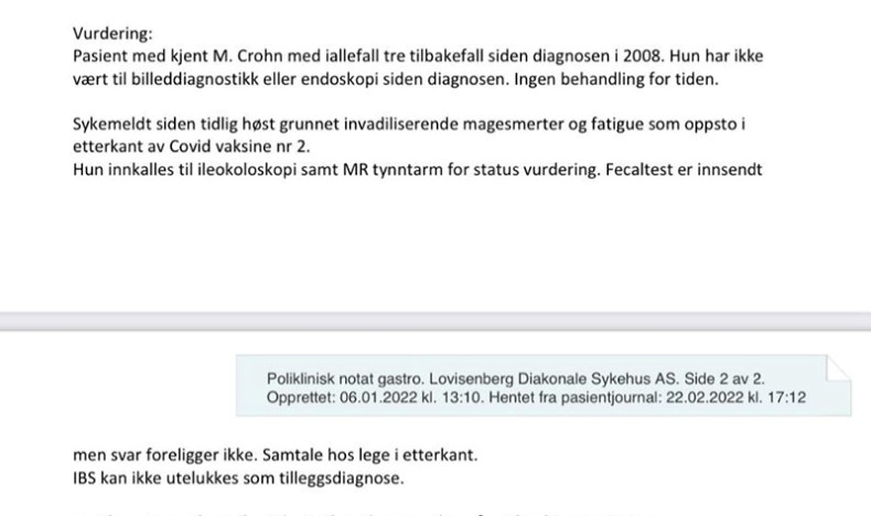 Fikk invalidiserende magesmerter og fatigue etter vaksinering Fikk invalidiserende magesmerter og fatigue etter vaksinering